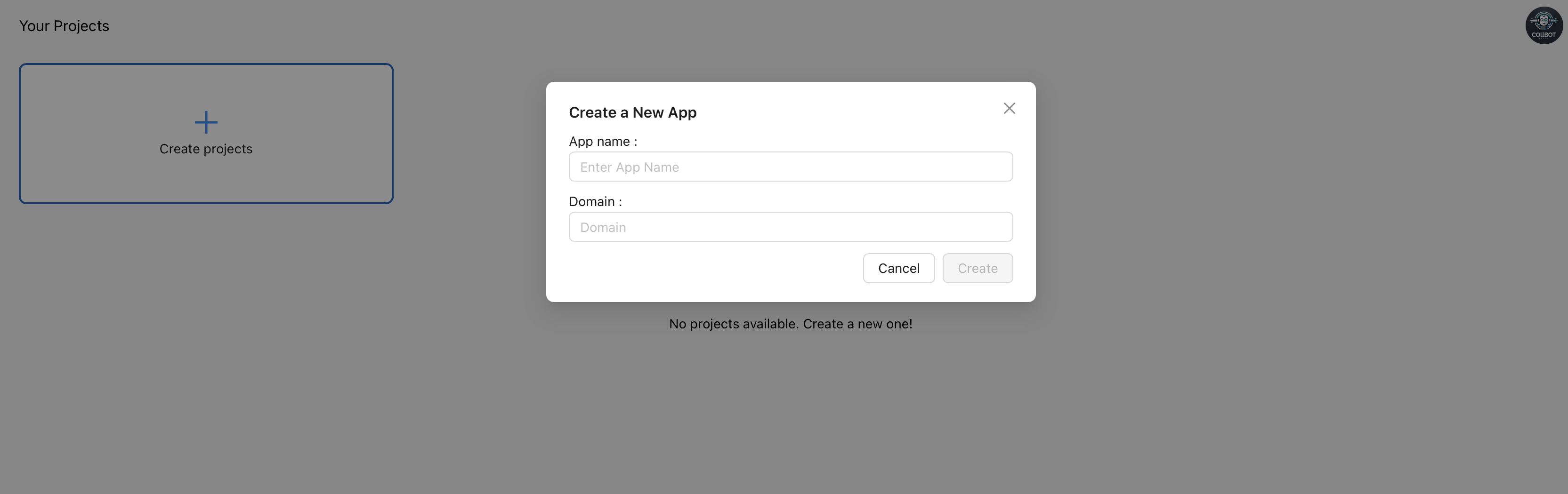 Create Project Form Screenshot